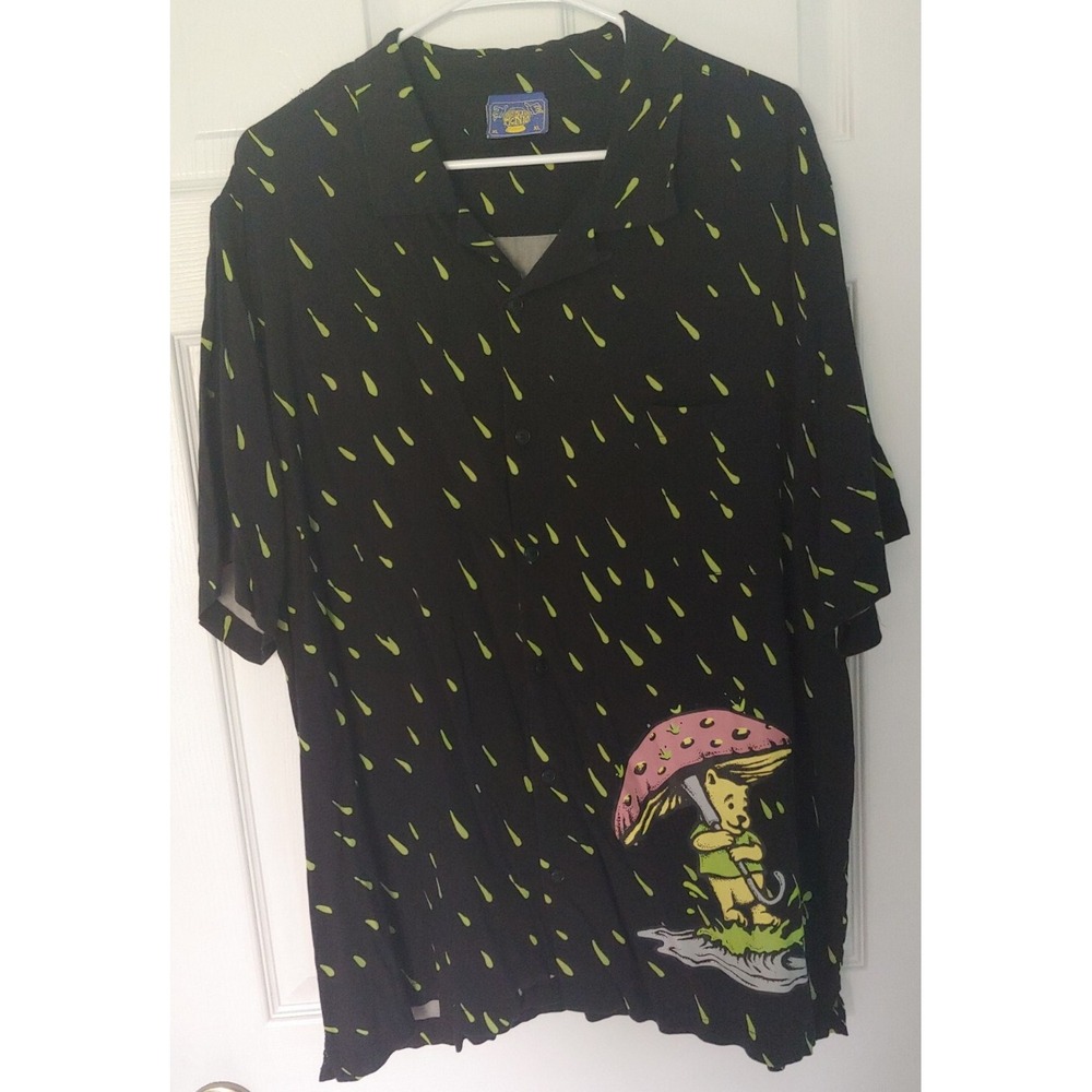 Winnie The Pooh Rainy Day Button Up Shirt Men's XL Coney Island Picnic Disney